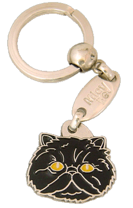 Perzijska mačka črna <br> (obesek za ključe, Brez gravure)